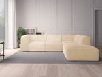 Ecksofa ALON mit Ottomane Bouclé Stoff Bony: Beige - Ottomane davorstehend rechts