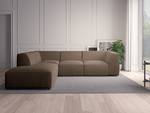 Ecksofa ALON mit Ottomane Webstoff Belana: Taupe - Ottomane davorstehend links