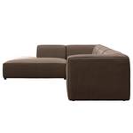 Ecksofa ALON mit Ottomane Webstoff Belana: Taupe - Ottomane davorstehend links