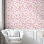 Papier peint Drawing Flower PVC - Rose / Blanc - Hauteur : 90 cm