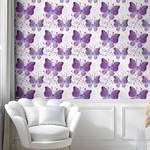 Papier peint Watercolour Butterfly PVC - Blanc / Mauve - Hauteur : 90 cm