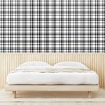 Papier peint Karo Plaid PVC - Noir / Blanc - Hauteur : 90 cm