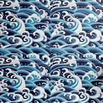 Papier peint Japanese Wave PVC - Bleu - Hauteur : 90 cm