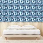 Papier peint Japanese Wave PVC - Bleu - Hauteur : 90 cm