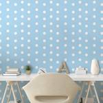 Behang Aqua Dots PVC - wit/lichtblauw - Hoogte: 90 cm