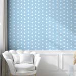 Behang Aqua Dots PVC - wit/lichtblauw - Hoogte: 90 cm