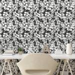 Papier peint Tropical PVC - Noir / Blanc - Hauteur : 90 cm