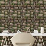 Behang Nature Stone PVC - taupe/groen - Hoogte: 180 cm