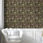 Behang Nature Stone PVC - taupe/groen - Hoogte: 180 cm