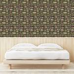 Behang Nature Stone PVC - taupe/groen - Hoogte: 180 cm