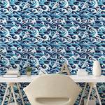 Papier peint Japanese Wave PVC - Bleu - Hauteur : 180 cm