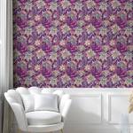 Behang Floral PVC - lila/groen - Hoogte: 250 cm