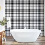 Tapete Karo Plaid PVC - Schwarz / Weiß - Höhe: 250 cm