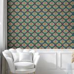 Papier peint Peacock Ornamente PVC - Multicolore - Hauteur : 180 cm