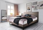 Letto boxspring Plata Fango - 160 x 200cm - Materasso doppio H3 H4 - Similpelle