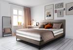 Letto boxspring Plata Fango - 160 x 200cm - Materasso doppio H3 H4 - Similpelle