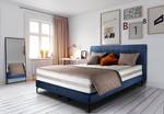 Boxspringbett Plata Dunkelblau - 160 x 200cm - Doppelmatratze H3/H4 - Flachgewebe