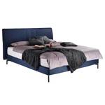 Letto boxspring Plata Blu scuro - 180 x 200cm - H3 - Tessuto piatto