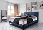 Letto boxspring Plata Blu scuro - 180 x 200cm - H3 - Tessuto piatto