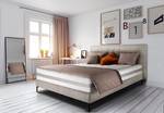 Boxspringbett Plata Creme - 180 x 200cm - H2 - Flachgewebe