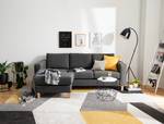 Ecksofa MAISON 2-Sitzer mit Longchair Webstoff - Webstoff Inas: Dunkelgrau - Longchair davorstehend links