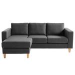 Ecksofa MAISON 2-Sitzer mit Longchair Webstoff - Webstoff Inas: Dunkelgrau - Longchair davorstehend links