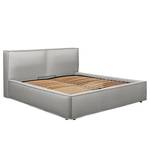 Gestoffeerd bed KINX Platweefsel Desna: Grijs - 200 x 200cm - Zonder matras - 1 opbergruimte - 110cm