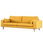 3-Sitzer Sofa BILLUND Baumwollstoff Vele: Senfgelb - Buche Hell