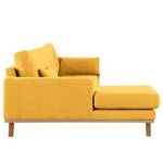 Divano con chaise longue BILLUND Tessuto Vele: giallo senape - Longchair preimpostata a sinistra - Faggio chiara