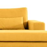 Canapé panoramique BILLUND Tissu Vele: Jaune moutarde - Méridienne courte à droite / longue à gauche (vue de face) - Hêtre foncé