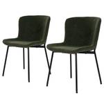 Chaises Maceda - Lot de 2 Acier / Bouclé - Vert foncé