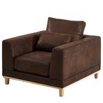 Fauteuil Aniaro Microfibre Goda: Marron bison - Hêtre