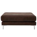 Repose-pieds capitonné Aniaro Microfibre Goda: Marron bison - Aluminium