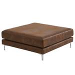 Repose-pieds capitonné Aniaro Microfibre Goda: Marron chocolat - Aluminium