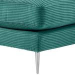 Gestoffeerde hocker Kelson Corduroy Poppy: Turquoise