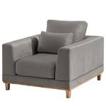 Fauteuil Aniaro Velours Onoli: Rookgrijs - Beuk