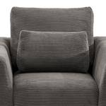 Fauteuil Aniaro Velours côtelé Poppy: Gris - Hêtre