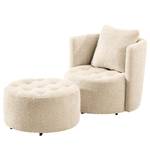 Fauteuil Timboan Bouclè Abby: Beige - Met hocker