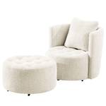 Fauteuil Timboan Bouclé Stof Abby: Polair wit - Met hocker