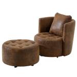 Fauteuil Timboan Microfibre Goda: Marron chocolat - Avec repose-pieds