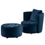 Fauteuil Timboan Velours Blonda: Bleu marine - Avec repose-pieds