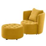 Fauteuil Timboan Velours côtelé Poppy: Jaune - Avec repose-pieds