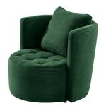 Fauteuil Timboan Velours côtelé Poppy: Vert sapin - Avec repose-pieds