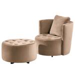 Fauteuil Timboan Velours Blonda: Taupe - Avec repose-pieds