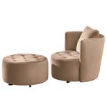 Fauteuil Timboan Velours Blonda: Taupe - Met hocker