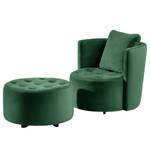 Fauteuil Timboan Velours Blonda: Vert sapin - Avec repose-pieds