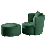 Fauteuil Timboan Velours Blonda: Vert sapin - Avec repose-pieds