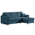 Hoekbank Engele met chaise longue Velours Onoli: Marineblauw