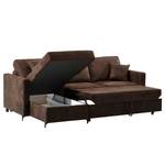 Ecksofa Engele mit Longchair Microfaser Goda: Bisonbraun