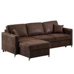 Ecksofa Engele mit Longchair Microfaser Goda: Bisonbraun